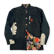 衣 ころも 京友禅 華柄 裏地 和柄 総柄 スタンドカラー ジャケット サイズ M /パッチワーク 日本製