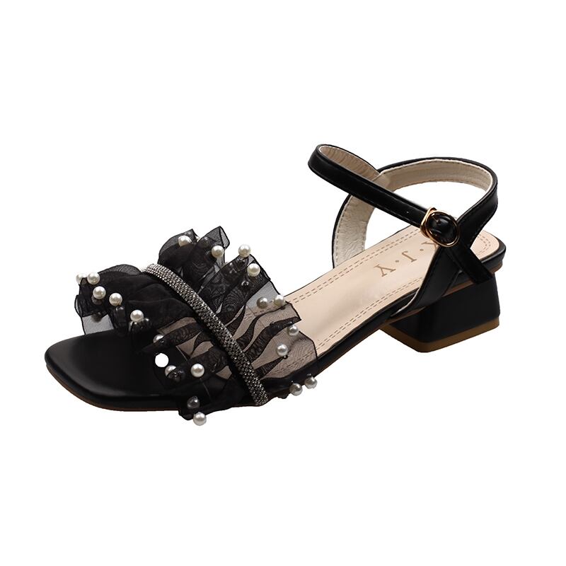 サンダルサマーパールラインストーンヒール ハイヒール 靴 シューズ 夏物 真珠 フェイクシューズ46447830414