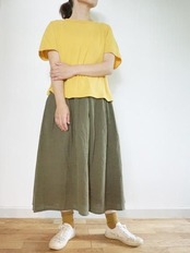 ヤンマ産業 会津木綿タックスカートモスグリーン 10㎝+