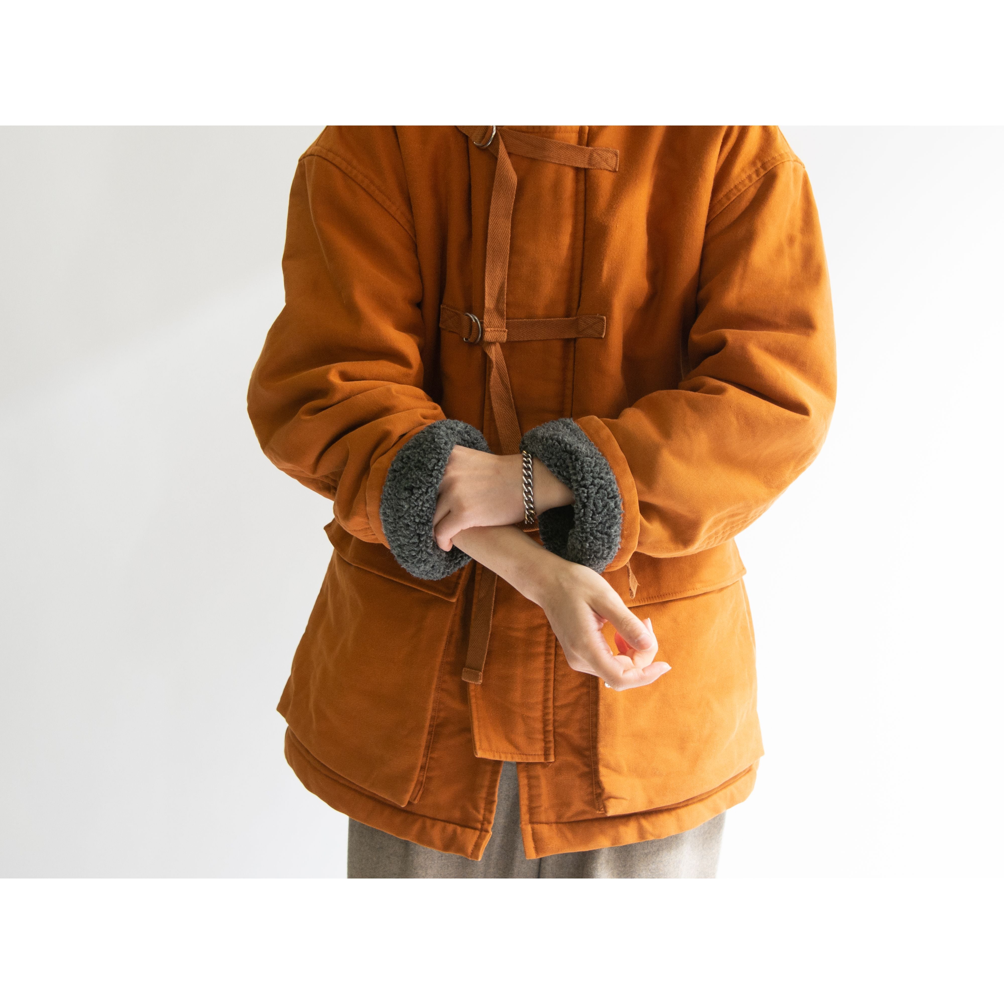 【I.S. ISSEY MIYAKE】Made in Japan 100% Cotton Hooded Coat(アイエス イッセイミヤケ 日本製コットンフードコート 裏ボア)