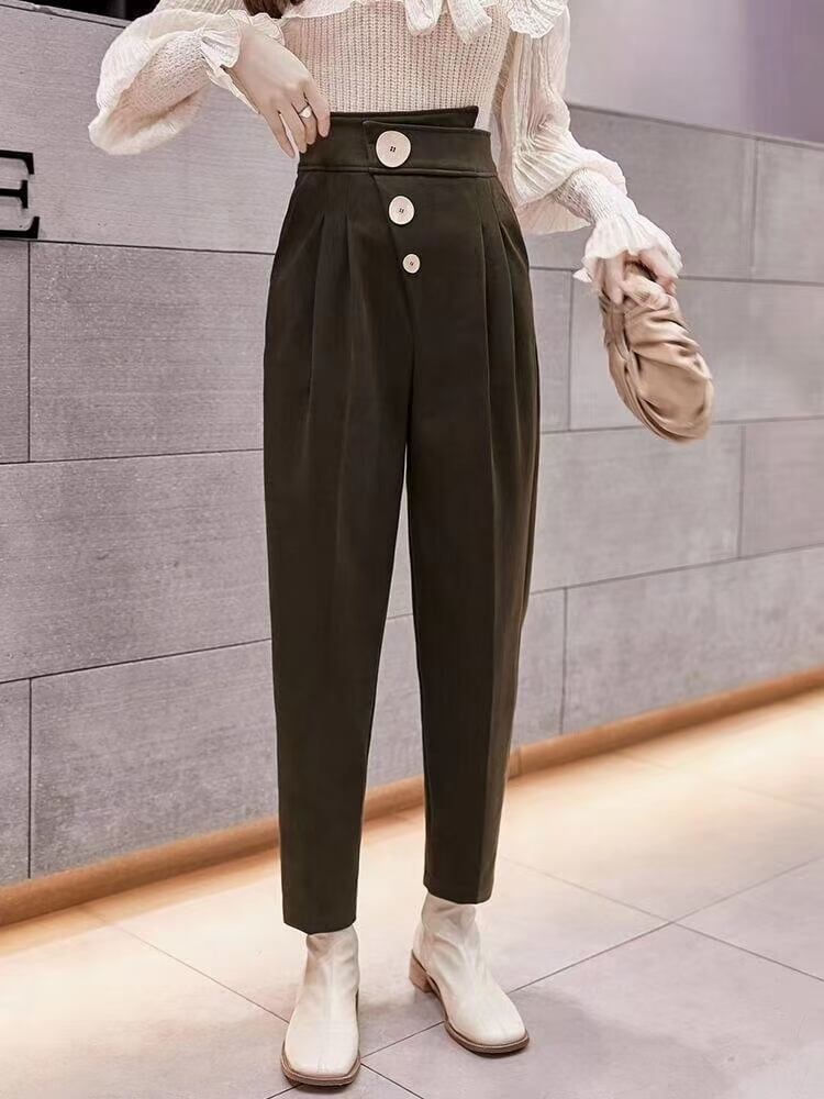 ウエストビッグボタン　テーパードパンツ　AJ1362-237