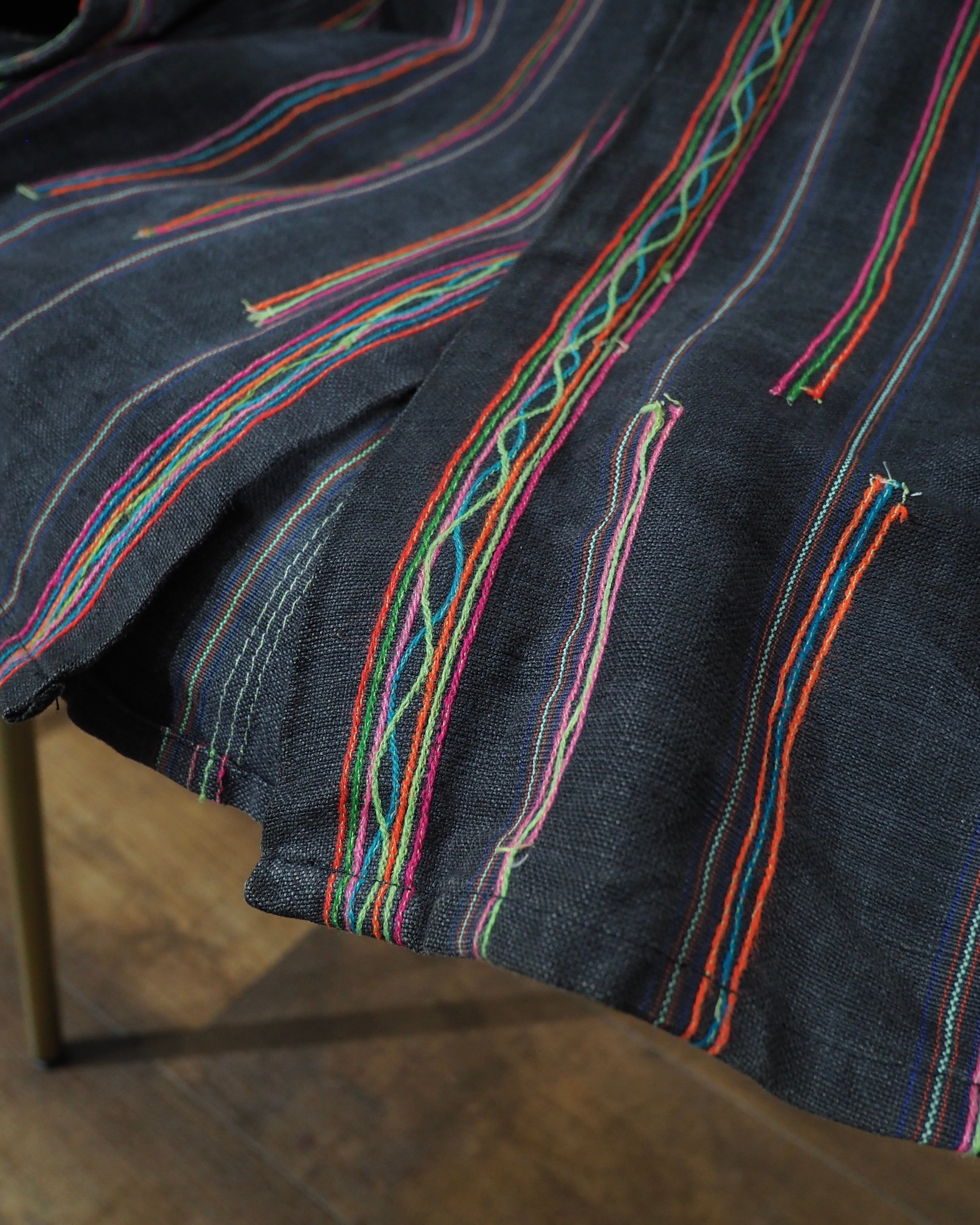 Colorful Thread Stripe Embroidery vintage Over Dyed shirt