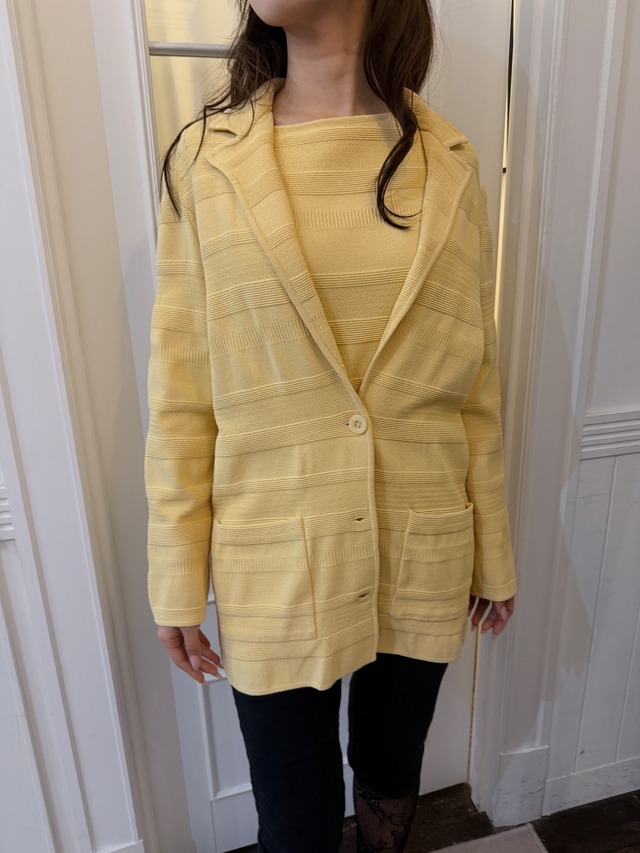 CELINE / vintage yellow border knit ensemble. (O)