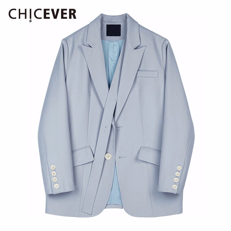 CHICEVERブレザーノッチ付き長袖ポケットルーズラージサイズコート女性2020ミニマリスト ロング 大きめサイズ 6base558303872262