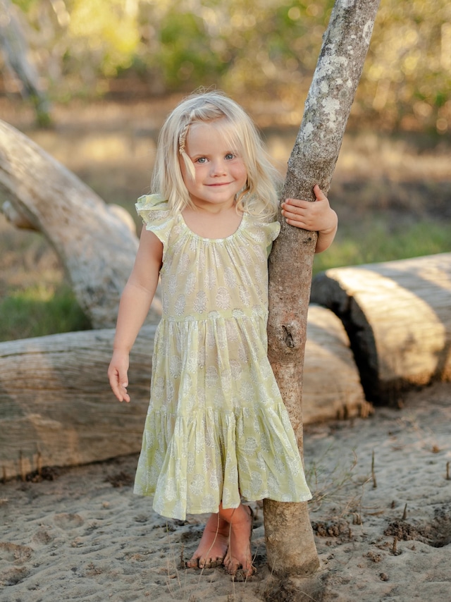ALAKAI / Little Matilda Dress _ Olive（3y,4y,5y,6-7y,8-9y）