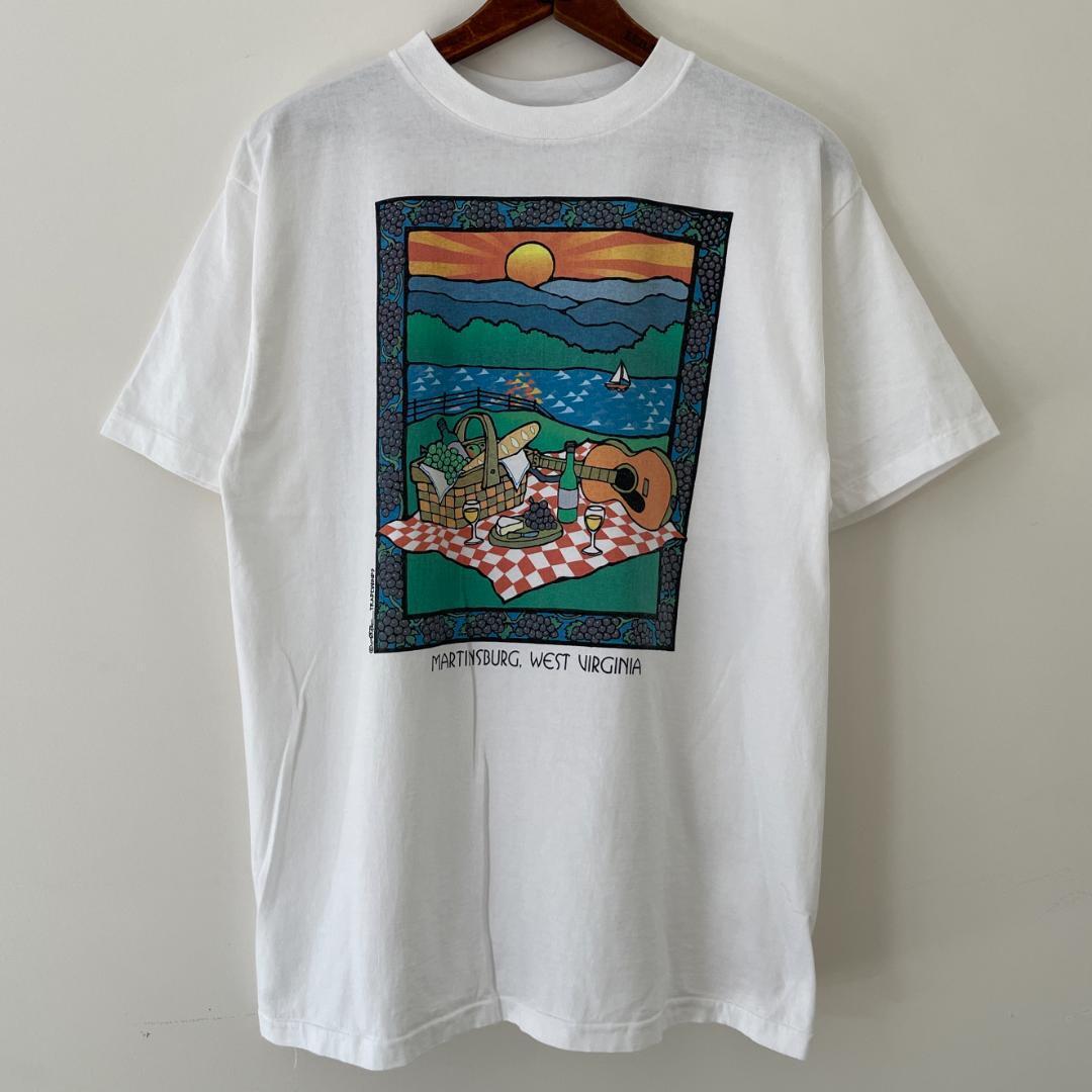 GG90 Tシャツ 90s スーベニアT Tシャツ イラスト ギター ピクニック京