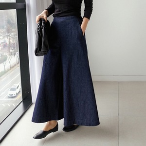 【4サイズ】インディゴデニムフレアワイドパンツ