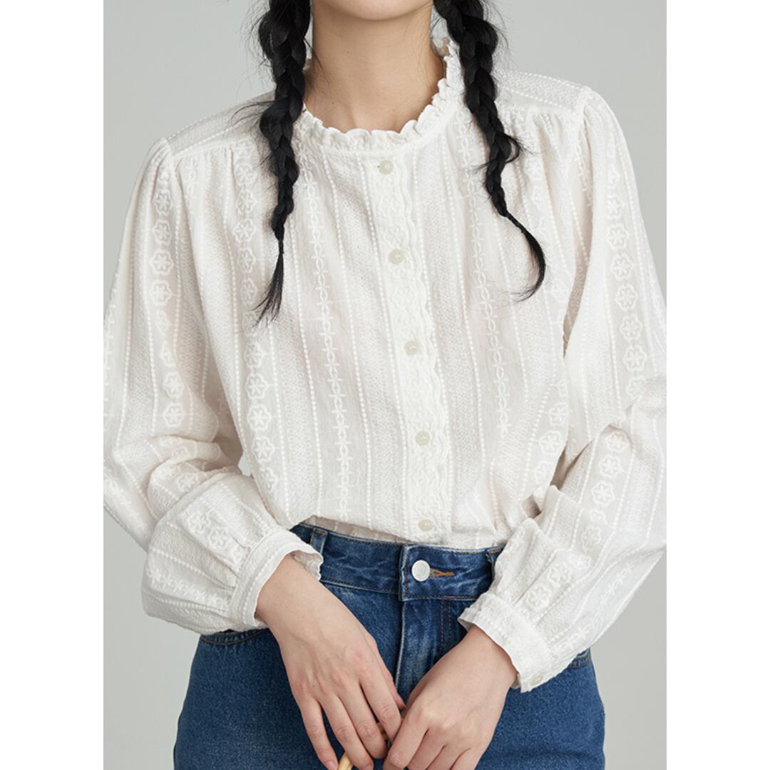 new style ruffle long sleeved shirt