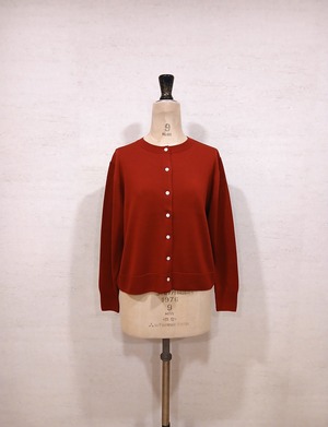 【Shiratakaknitichi】地球にやさしい♡なめらかタッチのクルーネックカーディガン  レッド