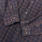 90s Eddie Bauer エディーバウアー チェック BD ボタンダウン 長袖 ネルシャツ L/ネイビー×ブラウン メンズ アウドア ビンテージ