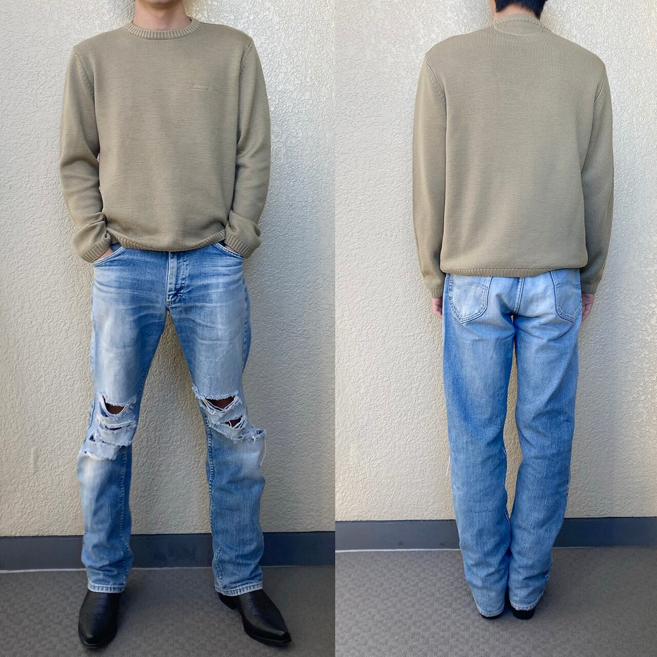 ARMANI JEANS Archive made in Italy Ssize Beige Virgin Wool Knit