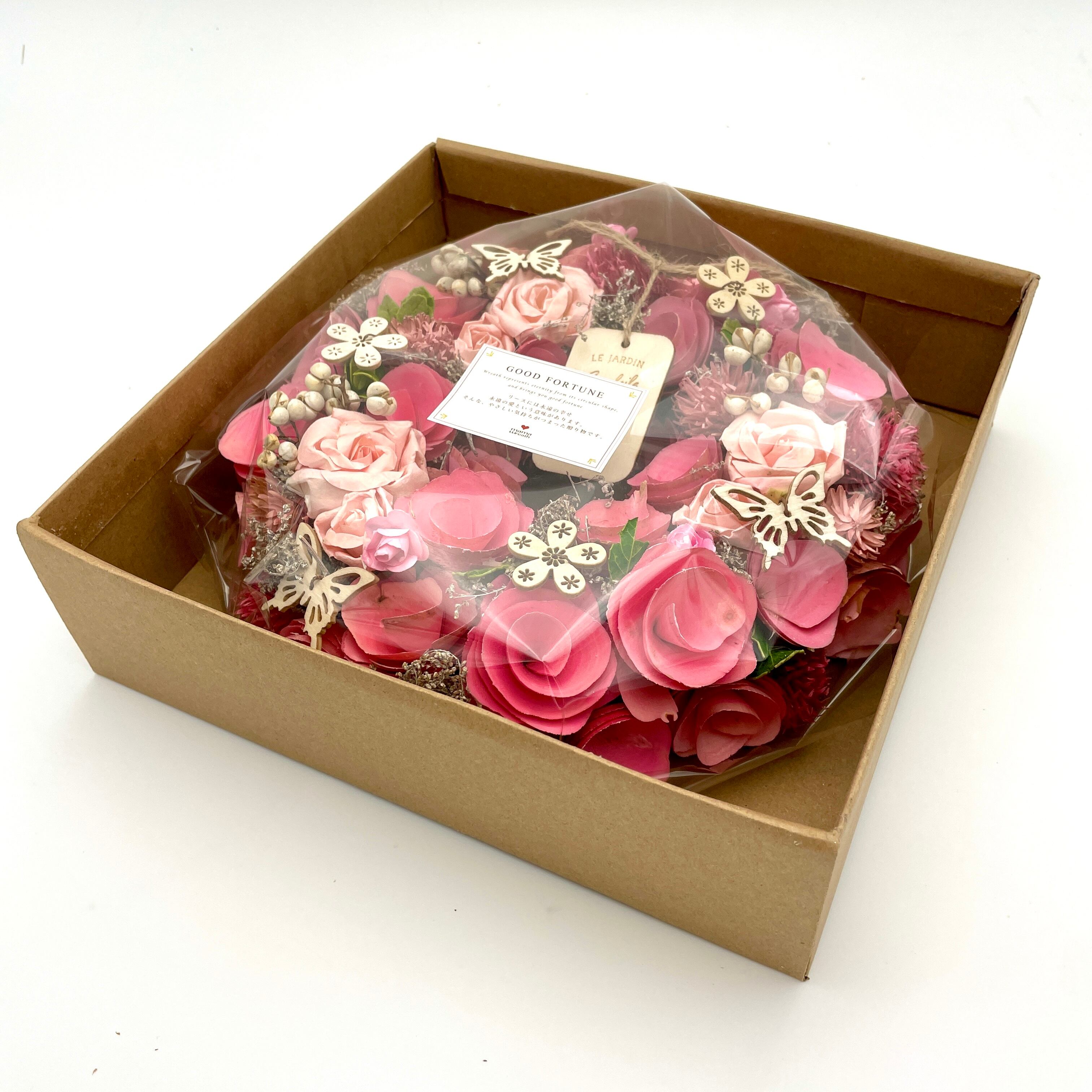 ついに再販開始 花 雑貨 1個特大サイズ 約59ｃｍリース 存在感 映えます 可愛いピンクに仕上げたドライフラワーを基調としたナチュラルリース 4742 送料無料 Golf Lesson Maru Com