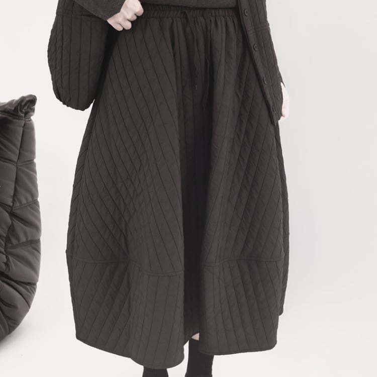 「set up可」 キルティング ミモレ丈 Aライン スカート ◆2col R30284