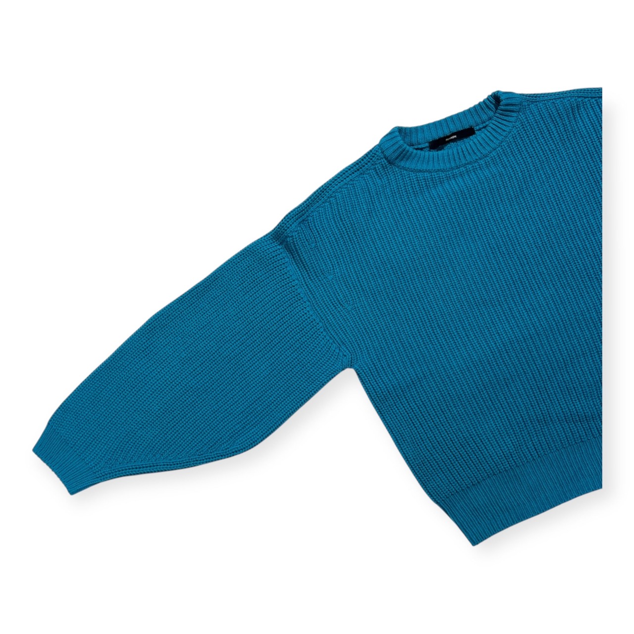 FRAMEWORK フレームワーク 日本製 畦編み ボリュームスリーブ コットン ニット セーター /ブルー系 日本製 ワイド ゆるだぼ