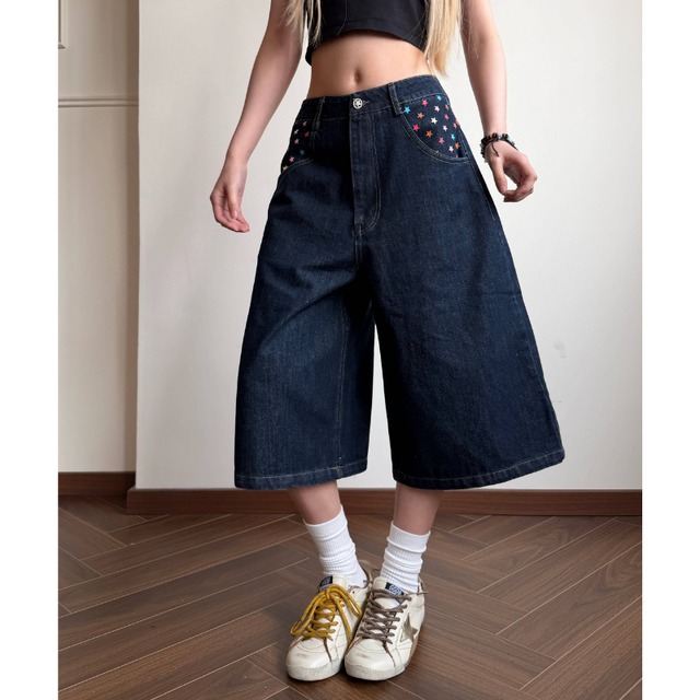star-accented cropped denim　スターアクセントクロップドデニム　J1911