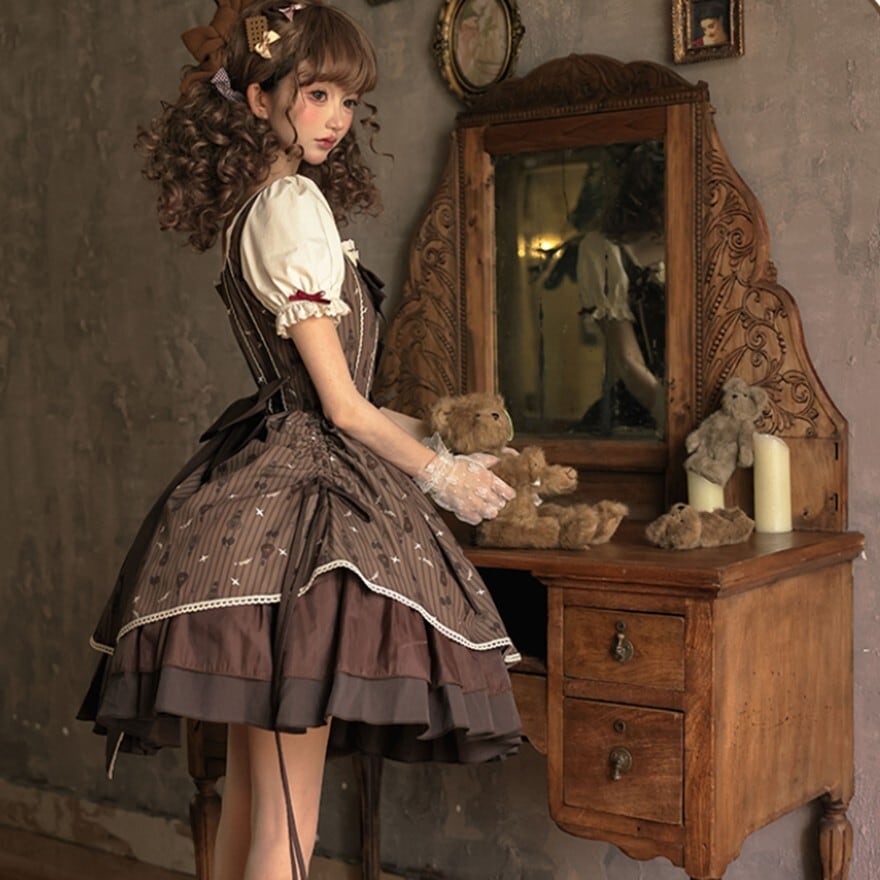 クラロリ ワンピース ミドル丈×チョコレートカラー 甘め｜WithU
