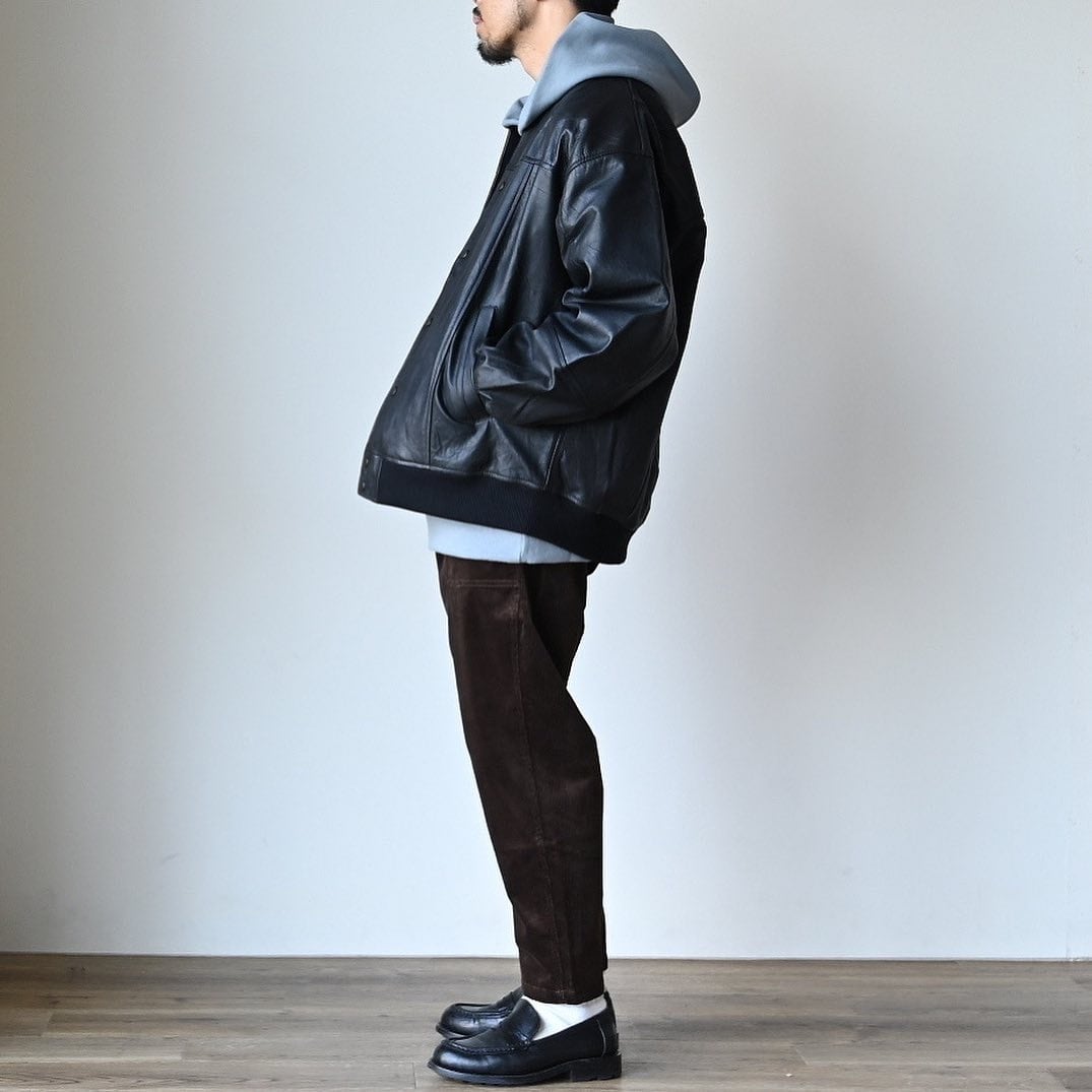YOUSED】 REMAKE LEATHER STADIUM JUMPER 