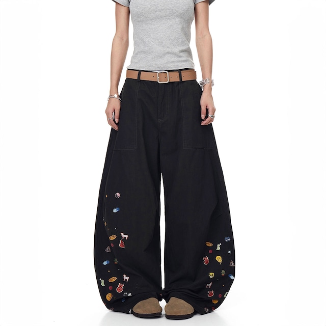 ポップエンブロイダリーストリートパンツ 2col R00877