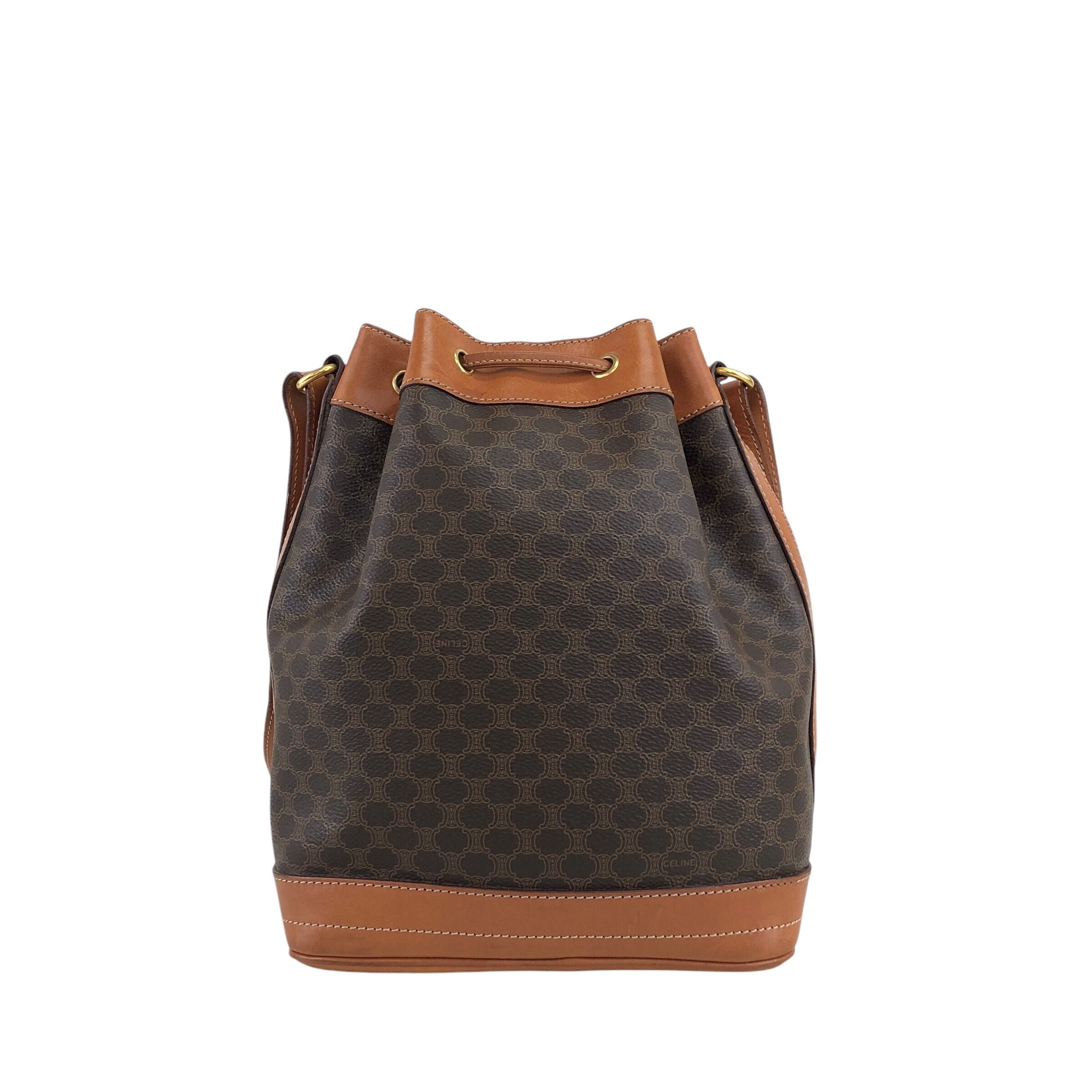 CELINE セリーヌ マカダム ショルダーバッグ ブラウン ブラゾン型押し