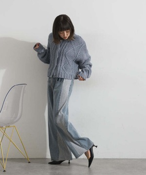 2407026 サイドスウェットドッキングデニム gray