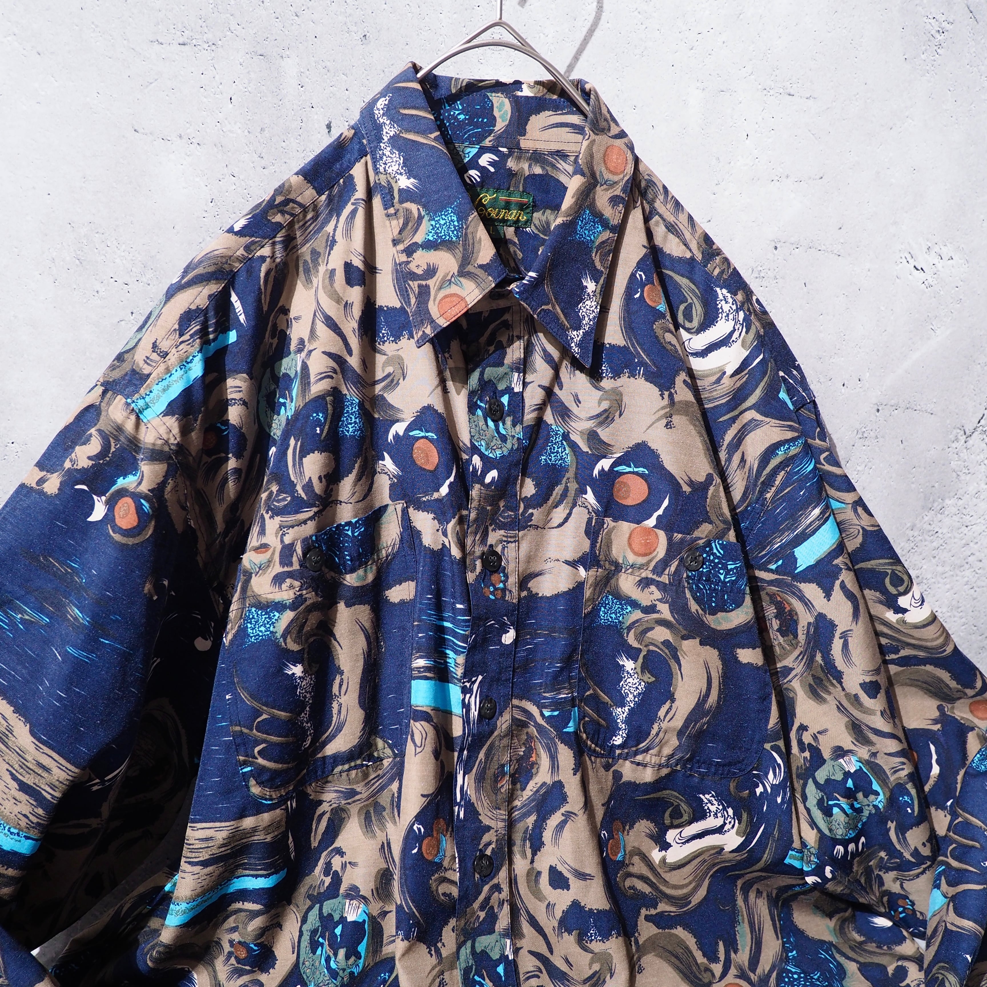 1980s Beautiful Modern Art All over Vintage loose shirt
