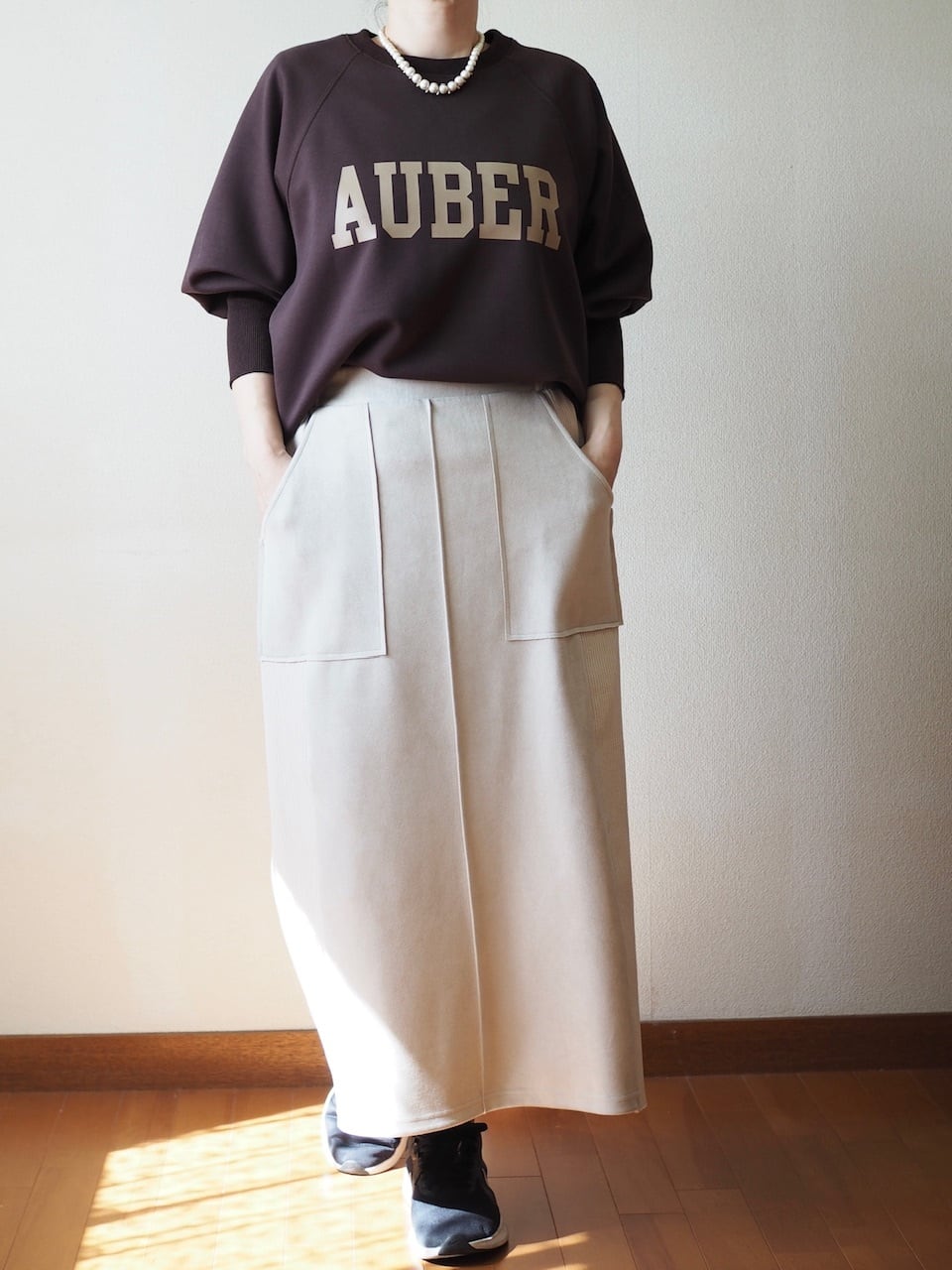 サイドリブスウェードスカート <ベージュ>
