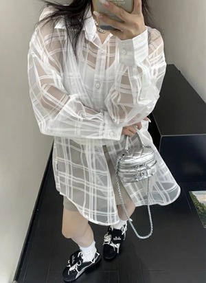 OISIS002 チェック柄メッシュシャツ
