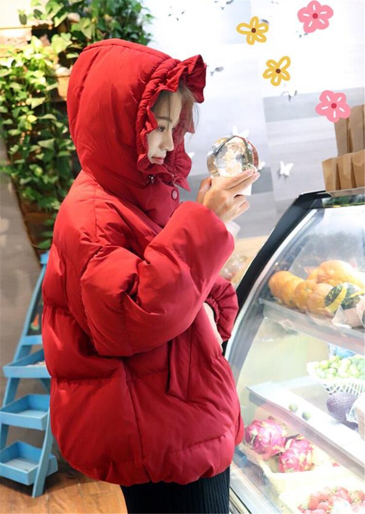 人目を引く美人 韓国ファッション ジッパーパン服 コート 綿の服 トレンド 短いスタイル フード付き