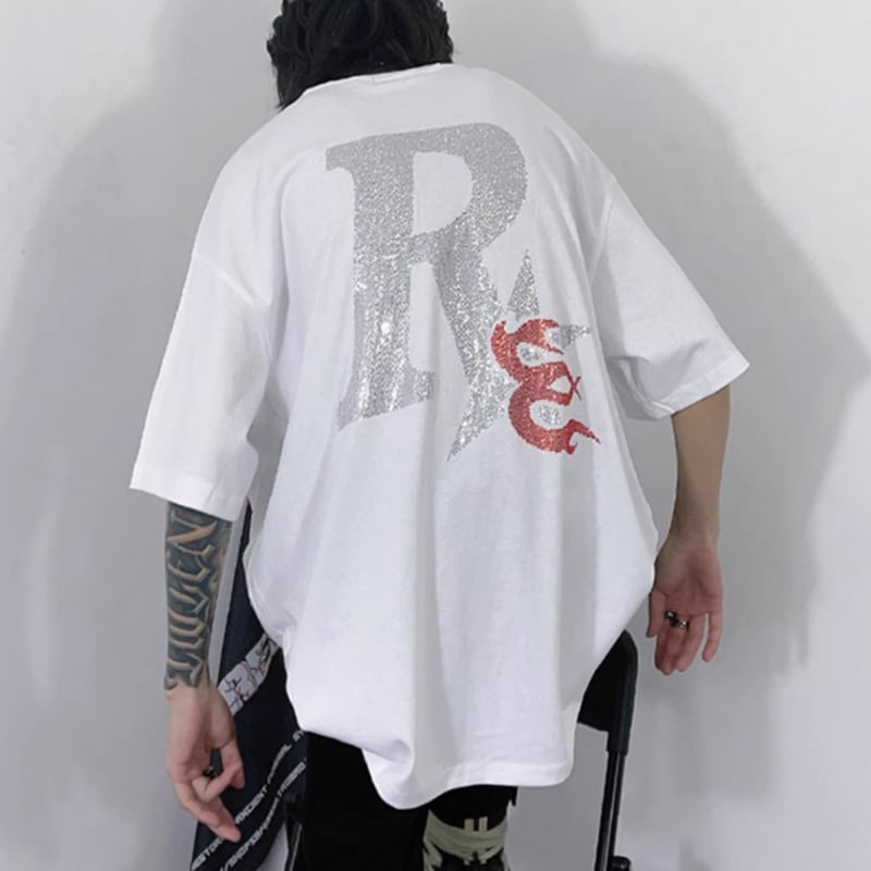 3Dロゴスポーツシャツ短パン韓国ファッション 韓国メンズファッション】スパンコールロゴTシャツ クール