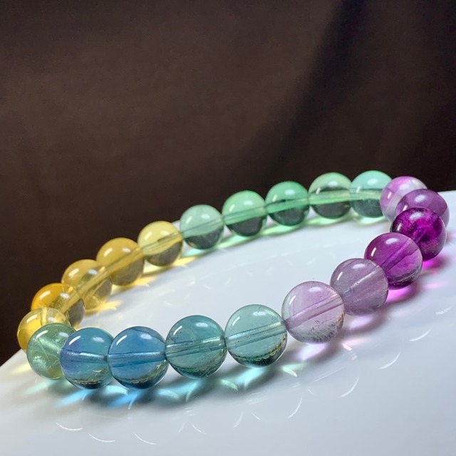 A85.透明☆発色美しい グラデーションフローライト ブレスレット
