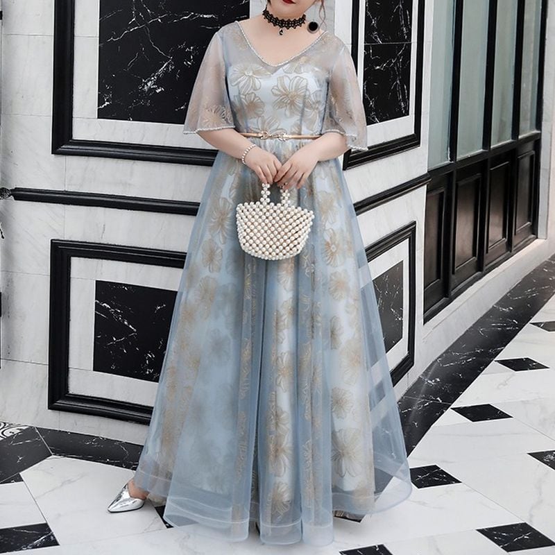 3XL〜7XL】フラワーオーガンジードレス D1594 | 演奏会・ステージ