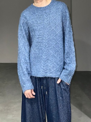 dolman sleeve short knit / blue