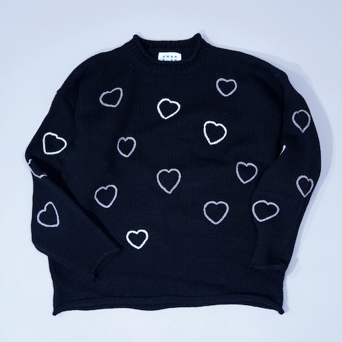 CC HAPPY HEARTFULL ROLL NECK KNIT -BLACK-