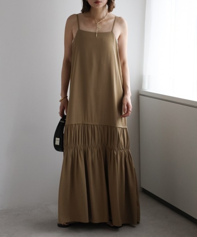 大人裾ギャザーキャミワンピース