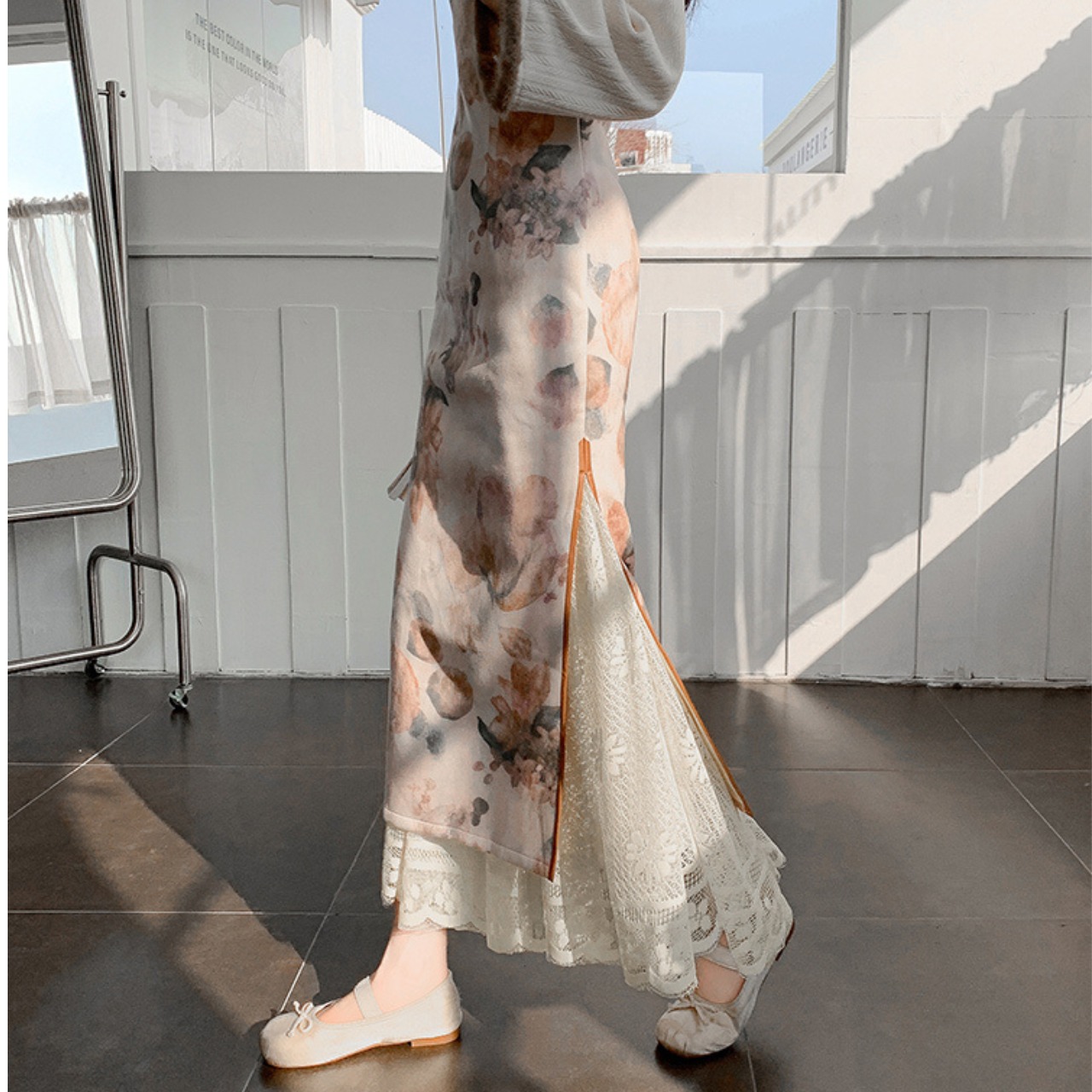 フラワーレース フレア ロング スカート 10294