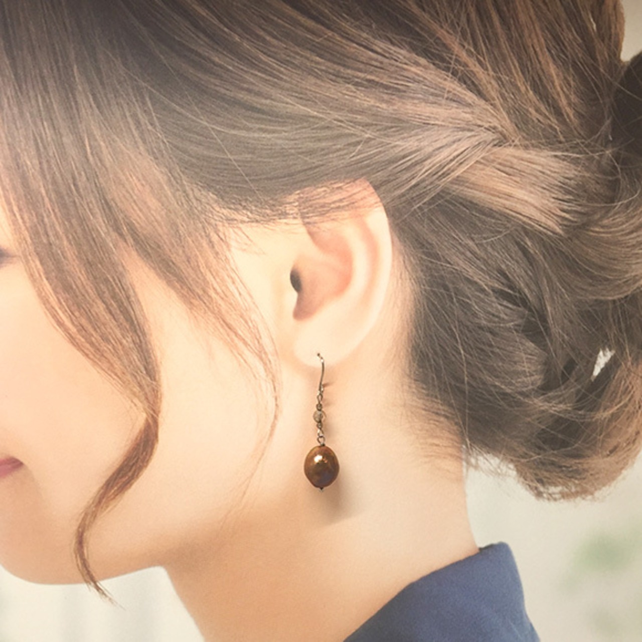 在庫限り スモーキークウォーツ・ブラウンパールピアス イヤリング変更可 sl2_4_20200422pp06