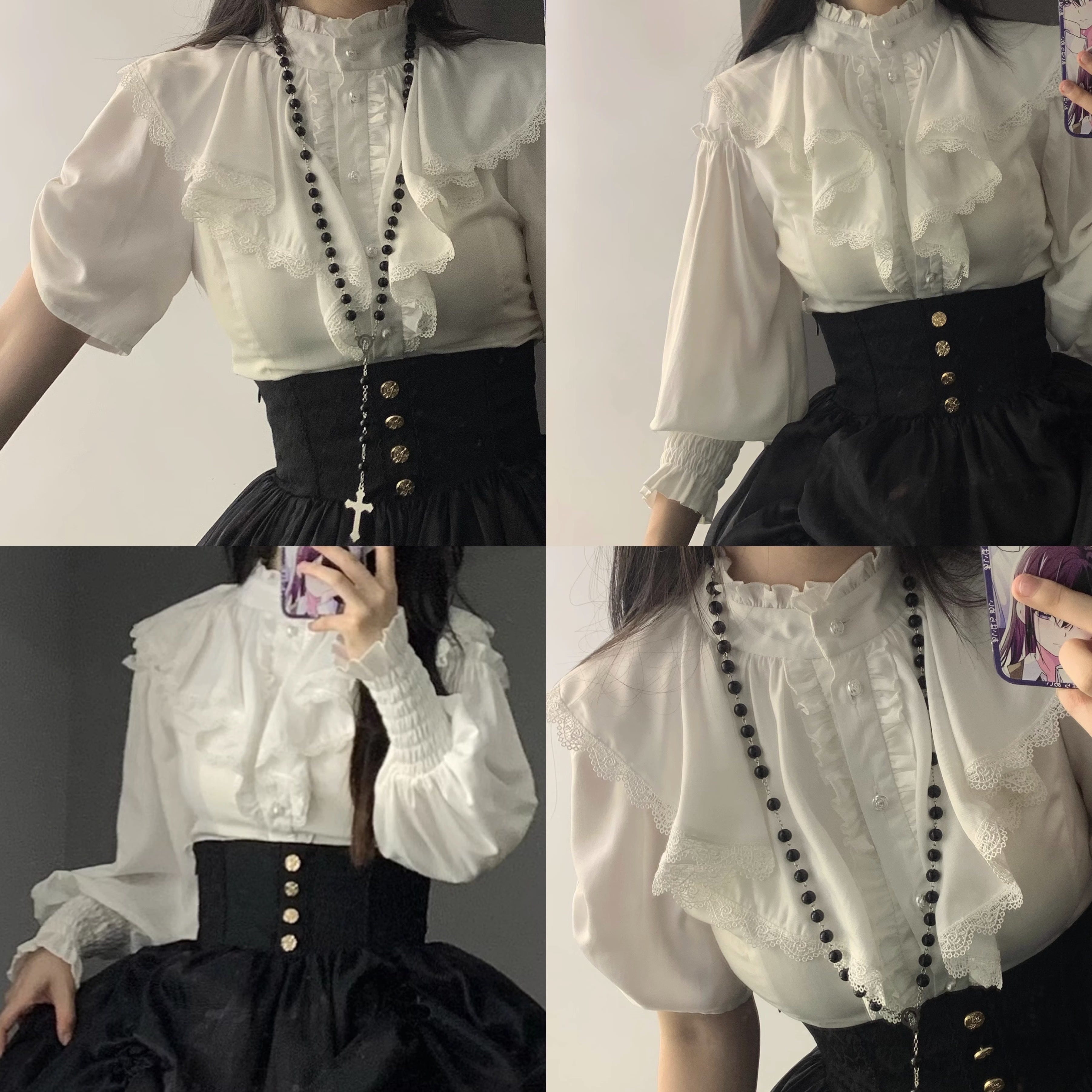 ロリータ服　半袖ブラウス 出荷納期45日 クラロリ半袖 ブラウス ネックギャザー 上品 エレガント
