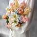 白アネモネ×サーモンピンク×水色クラッチブーケ☆