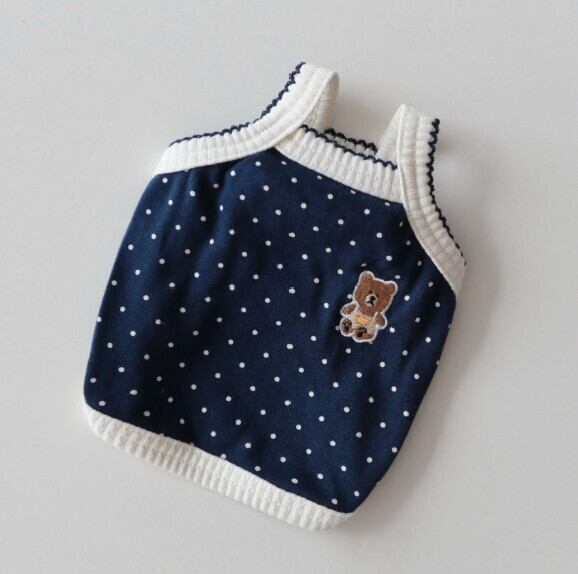 L/即納【DURANG RURANG】Dot Teddy Bear Top (Navy)