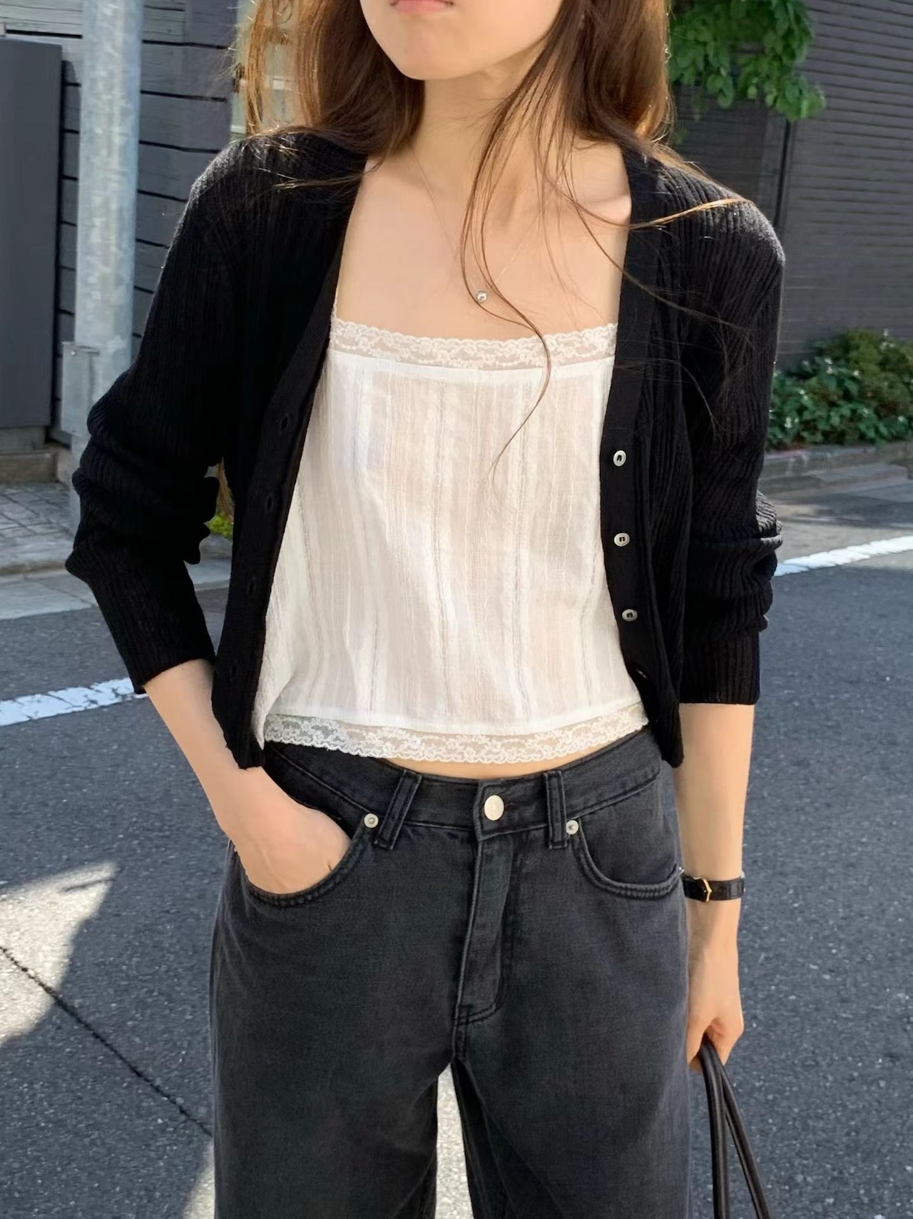 (OUNCE) ecru rib v cardigan / 3color
