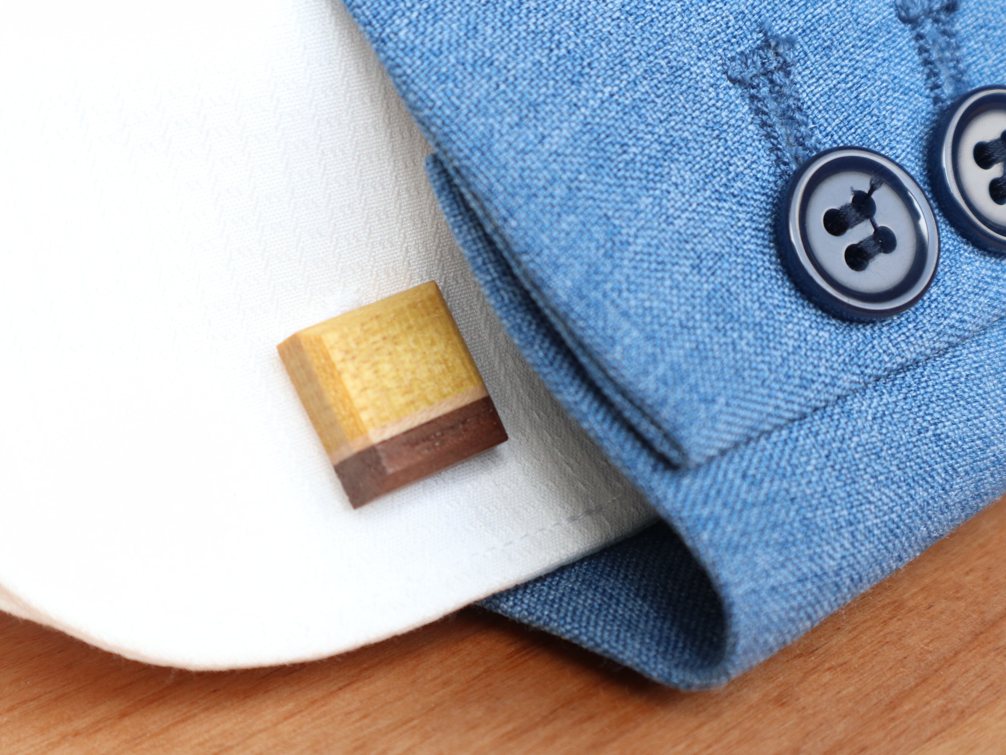 カフリンクス【Tricolor】/イエローハート×メープル×ウォールナット