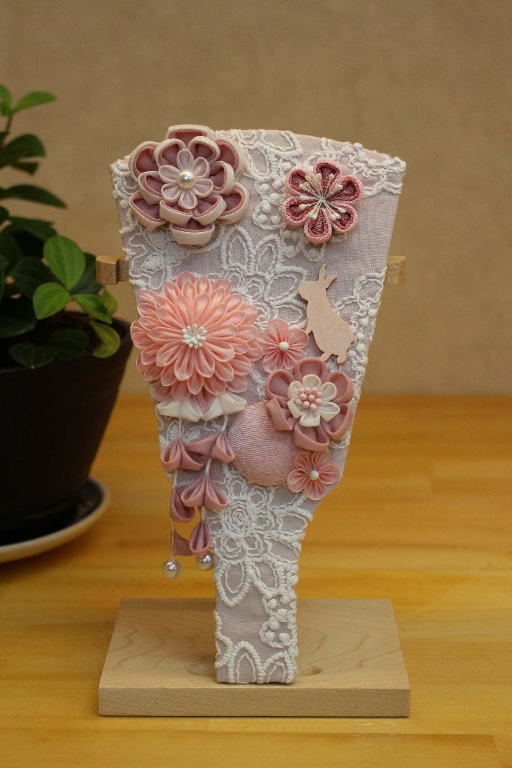 うらら.羽子板飾り 和モダン/ローズピンク/コンパクト