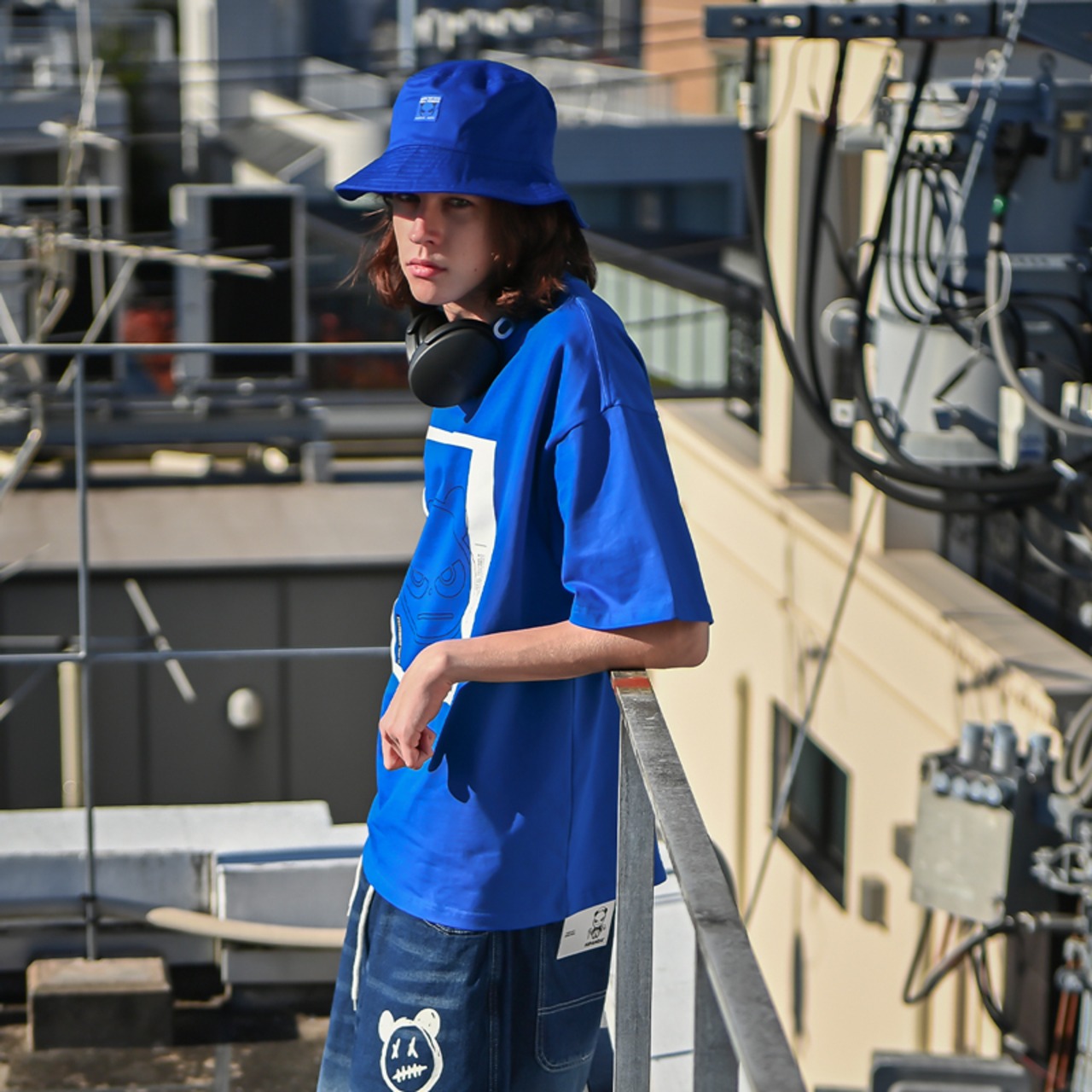 SALE【HIPANDA ハイパンダ】メンズ プリント Tシャツ MEN'S PRINT SHORT SLEEVED T-SHIRT /  BLUE・ ORANGE