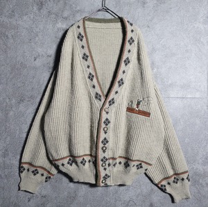Euro Khaki embroidery design cardigan