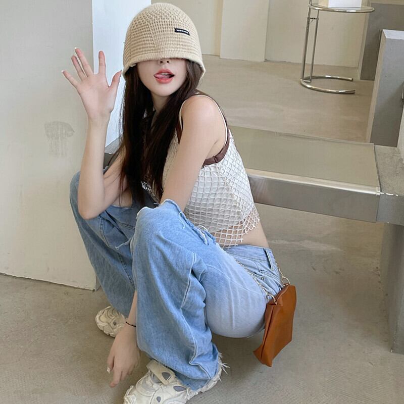 メッシュサマーノースリーブ ブラウス ストリート 夏物 ガールズファッション14293180096