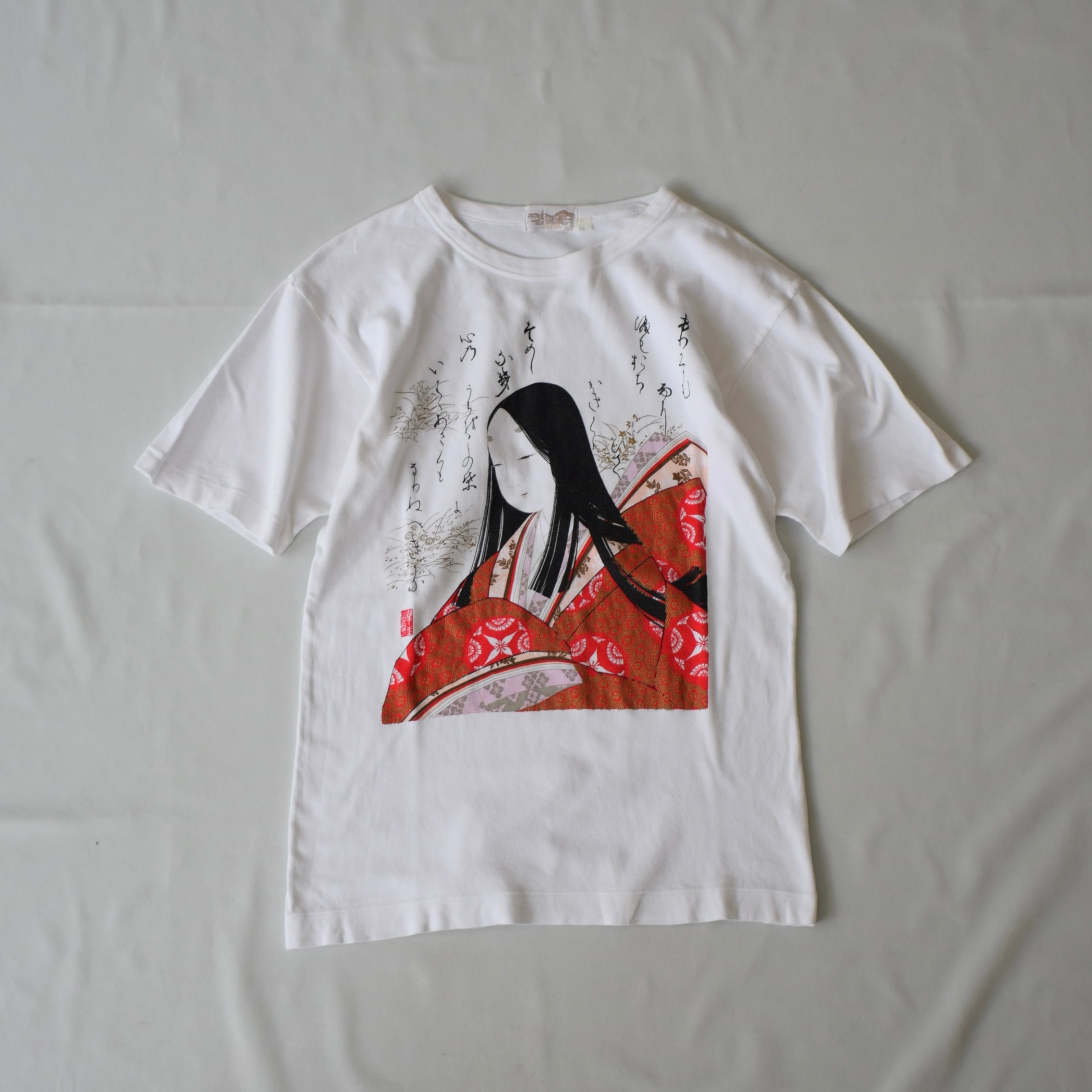 80〜90's 浮世絵 Tシャツ 日本画 メンズ XL ホワイト アートTシャツ