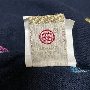 【STUSSY】刺繍ロゴ 総柄 半袖 スウェット ジップアップ パーカー フーディー フルジップ M ステューシー US古着