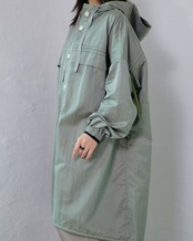 to-te - Drawstring Square Coat ：Slate Green｜撥水素材／微光沢／ドローストリング／スクエアコート