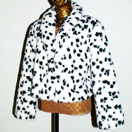 Vintage Dalmatian pattern cropped fake fur coat