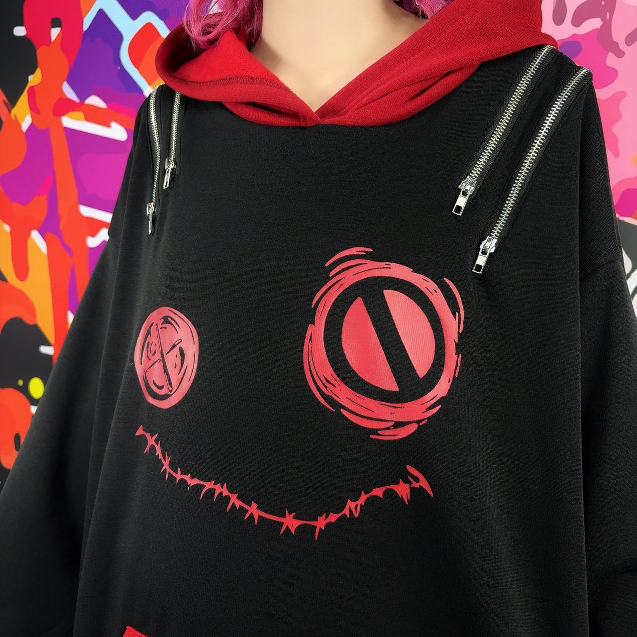 防寒4ZIP SHOULDER FLEECE INNER PARKA【BLACK×RED】 | NIER CLOTHING